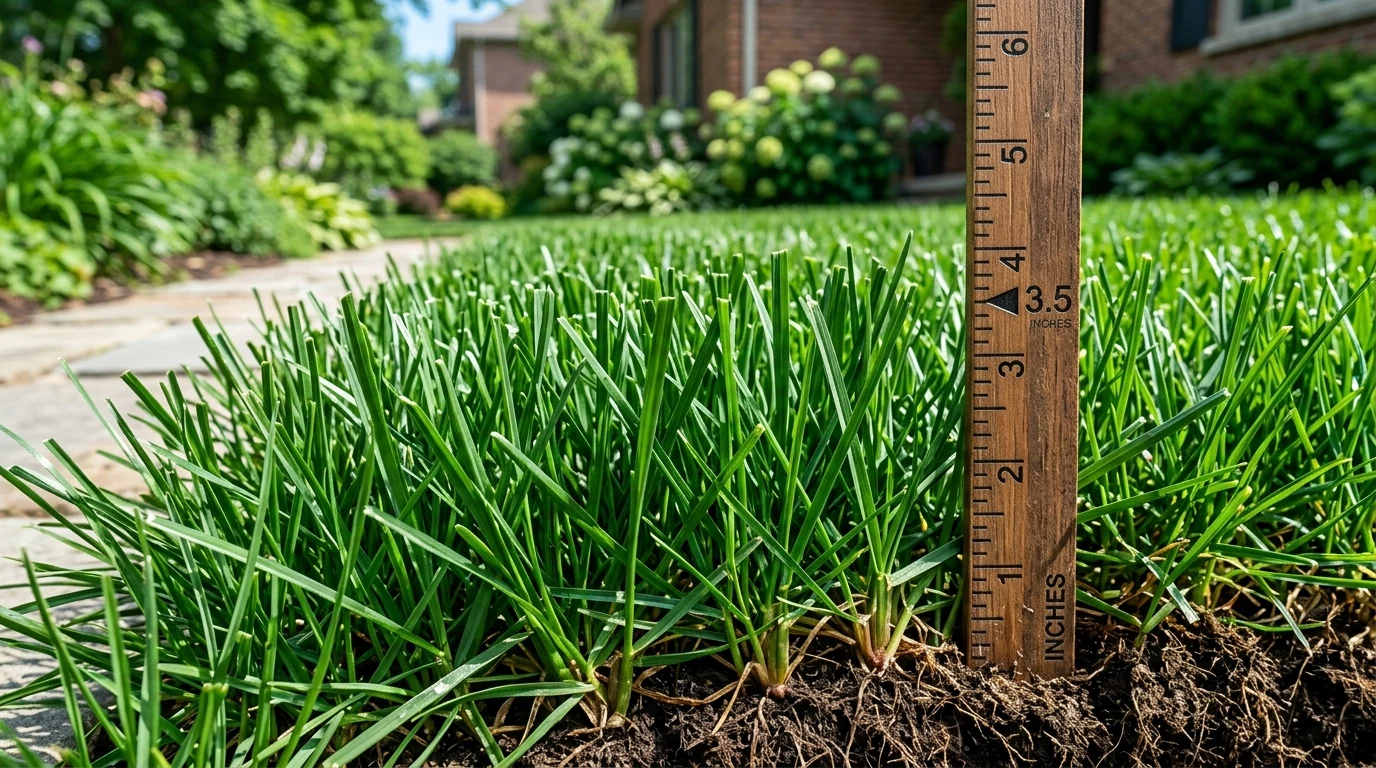 Summer lawn mowing height inspection